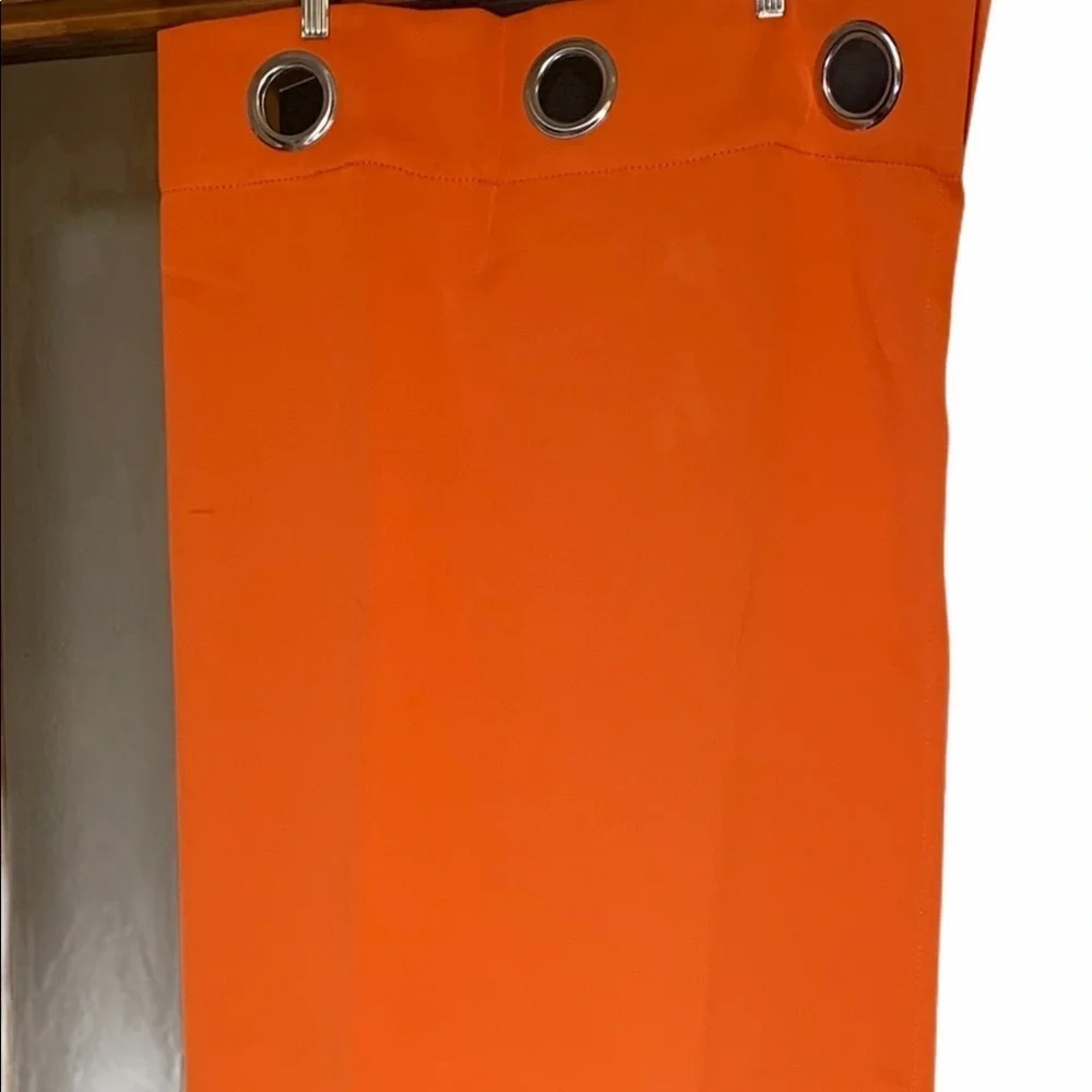 Orange Solid Curtain Panel Grommets 43
